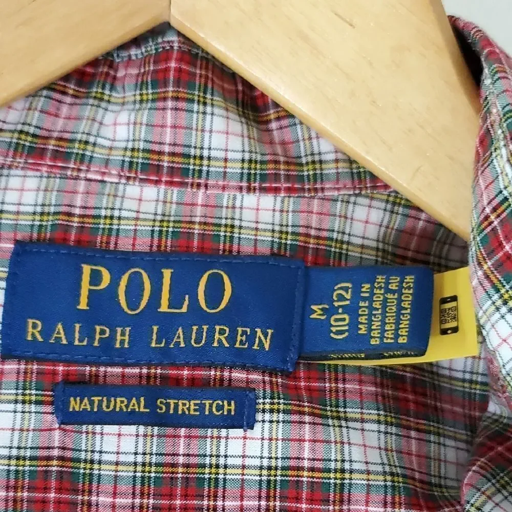 Polo by Ralph Lauren Boys Red Plaid Button Down Long Sleeve Shirt Size M 10-12